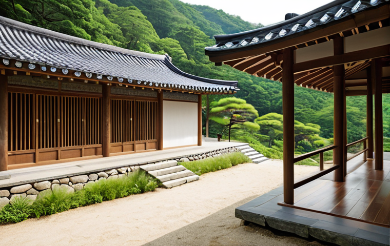 **Prompt 1: Embodiment of Nature's Harmony**
"A serene traditional Korean *seowon* complex, inspired by Sosu Seowon, nestled organically into a lush mountainside with a gentle stream flowing nearby. The architecture features elegant pavilions and study halls crafted from natural, unvarnished wood and stone, seamlessly blending with the surrounding landscape. Emphasize soft natural lighting, a tranquil atmosphere, and the blurred boundaries between indoor and outdoor spaces, showcasing the profound harmony with nature and biophilic design principles. High detail, wide shot, peaceful, contemplative, architectural photography."