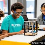 미국 유명 공공도서관 사례 - A vibrant public library maker space filled with diverse community members actively engaged in creat...