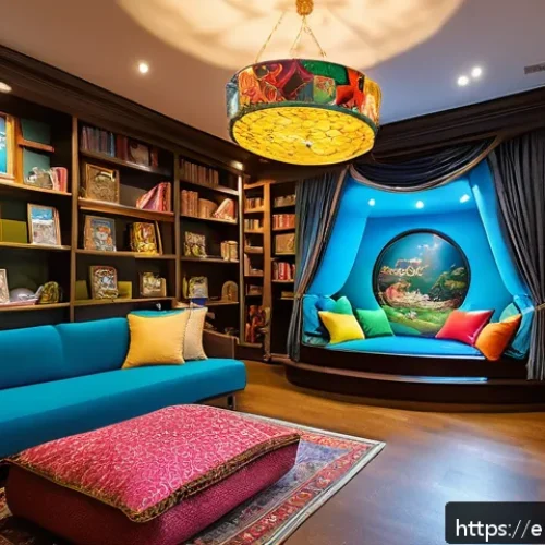책 읽어주는 도서관 - A vibrant storytelling library room designed as an immersive environment for children and adults, fe...