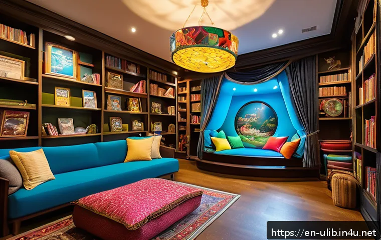 책 읽어주는 도서관 - A vibrant storytelling library room designed as an immersive environment for children and adults, fe...